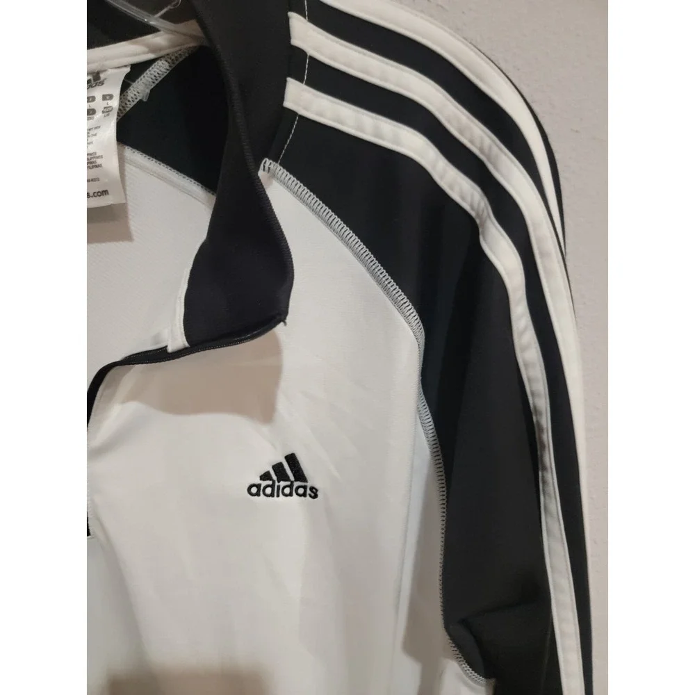 Adidas Originals Black White 1/4 Zip‎ Pullover Tracksuit Jacket Stripes Large